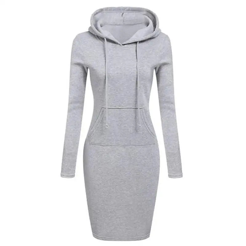 Women’s Hooded Sweater Dress – Long Sleeve with Pockets, Knee-Length - Noire Co