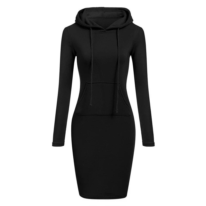 Women’s Hooded Sweater Dress – Long Sleeve with Pockets, Knee-Length - Noire Co